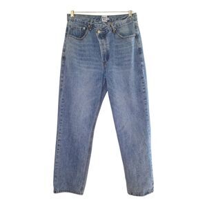 Princess Polly Asymmetrical Waist Jeans Holly 100% Cotton High Rise Relaxed  12